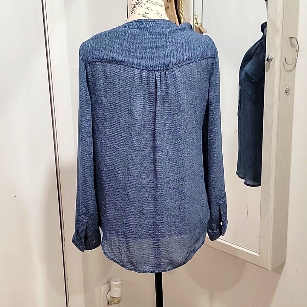 Banana Republic Sheer Blue Blouse Size XS B204 - Picture 2 of 5